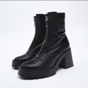 Zara zippered block heel booties